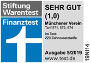 Testsiegel Münchener Verein Zahnschutz 90% mit Prophylaxe (Tarif 571/572/574)