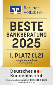 Testsiegel Berliner Volksbank Girokonto blauorange